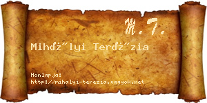 Mihályi Terézia névjegykártya